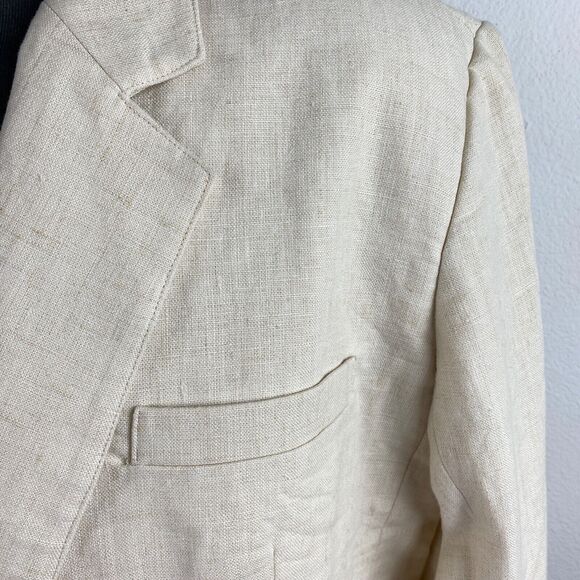 Island Importer Mens Natural Linen Blazer Jacket Monaco 44 Reg Two Button NWT - Picture 4 of 12